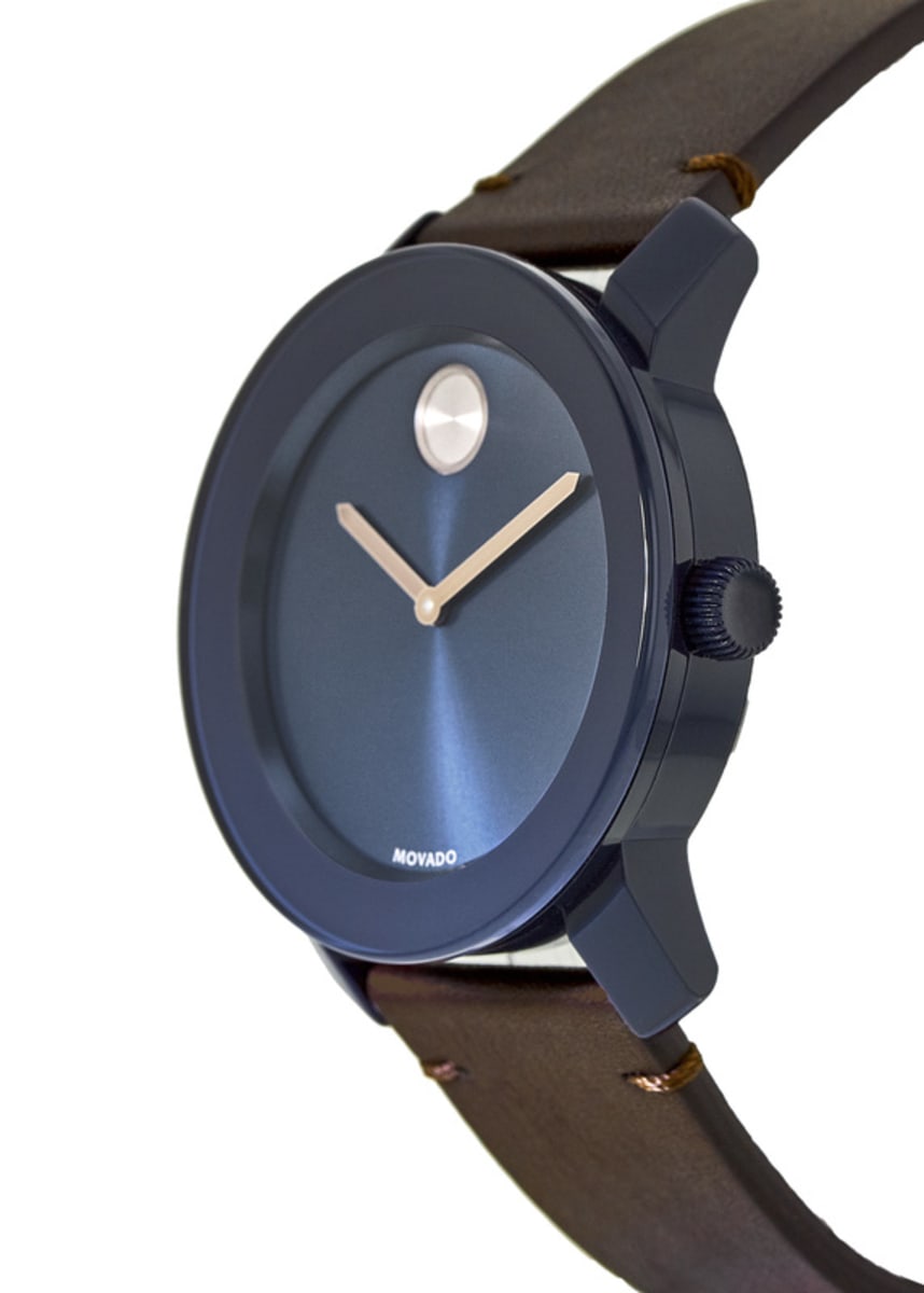 movado bold blue leather