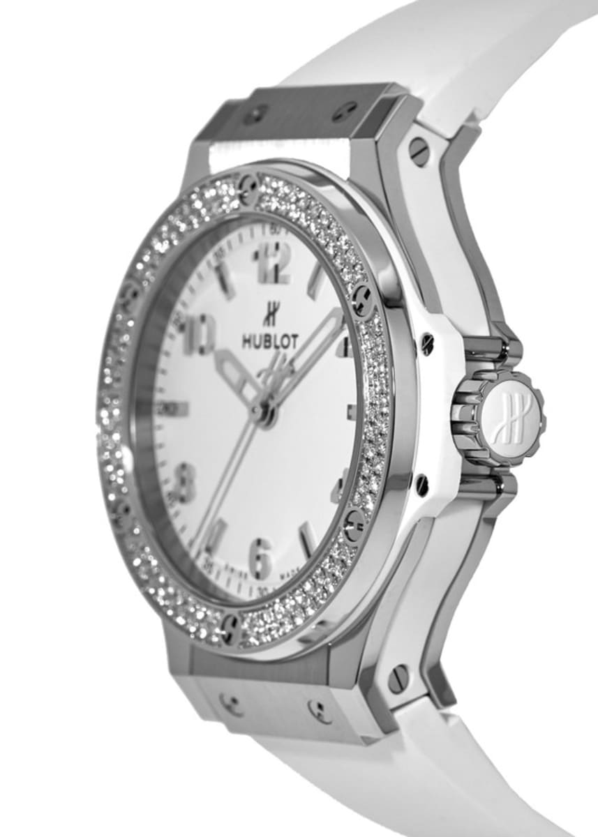 Hublot Big Bang 38mm Stainless Steel Diamonds White Rubber Ladies Watch, 361.SE.2010.RW.1704