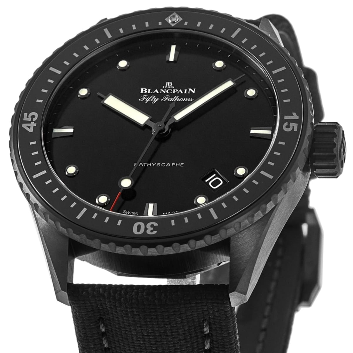 Blancpain Fifty Fathoms Automatic Black Dial Black Fabric Men's