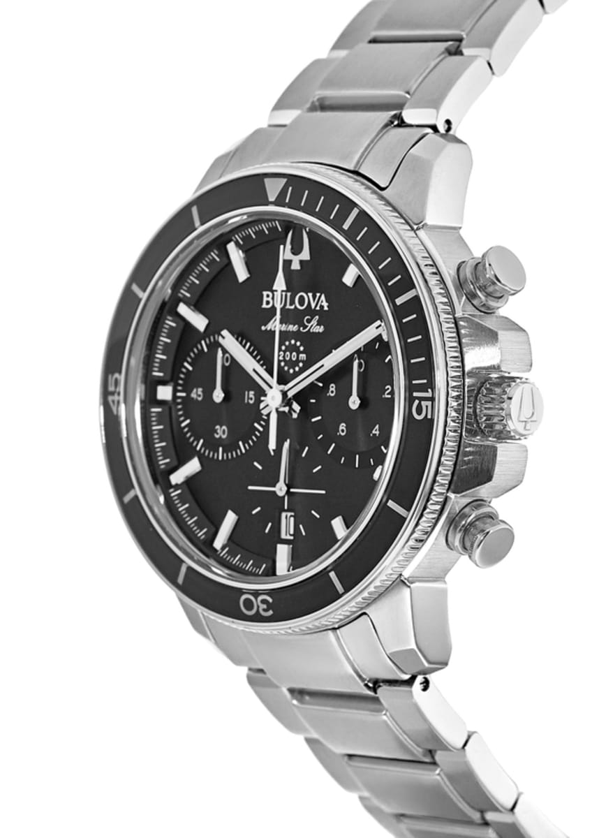 Black 96B272 Watch Marine Steel Chronograph Bulova Men\'s Stainless Dial Star