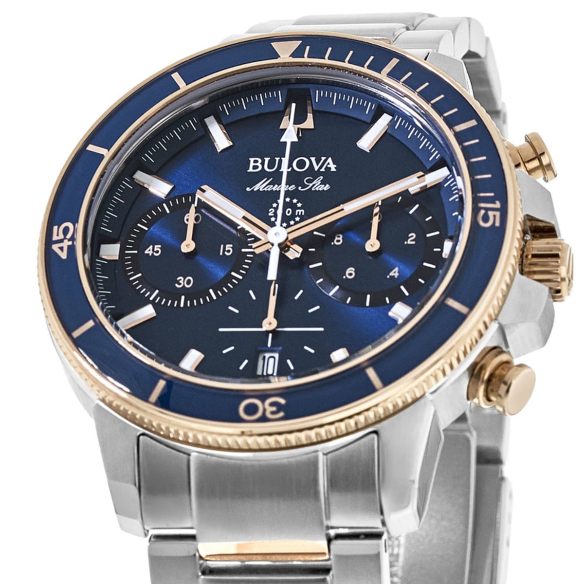 Bulova Marine Star Blue Chronograph Dial Stainless Steel Men's Watch 98B301