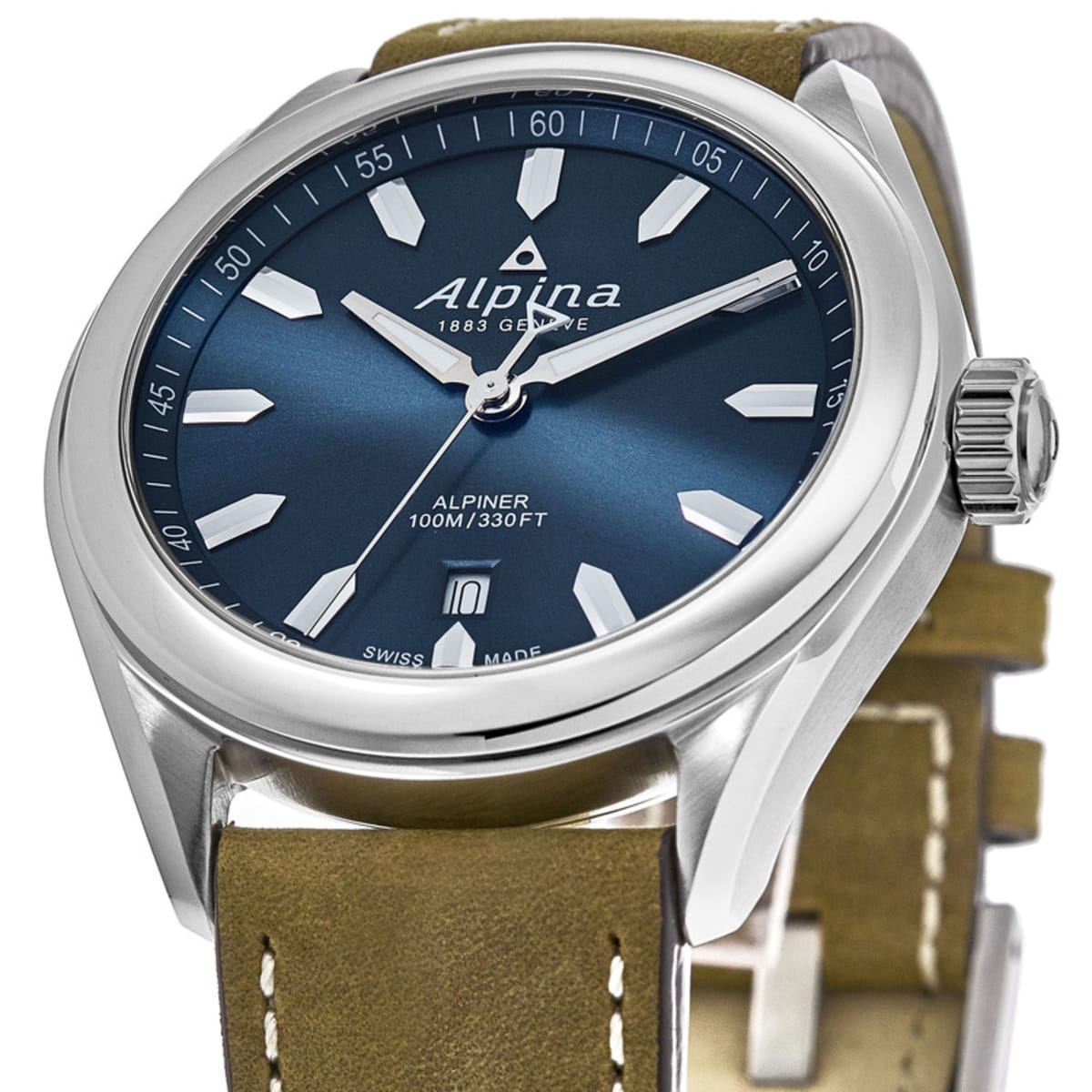 Alpina Quartz Blue Dial Brown Leather Strap Men's Watch AL Alpina Quartz Blue Dial Brown Leather Strap Men's Watch AL