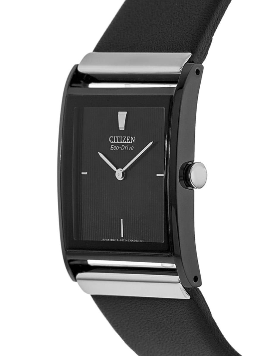 Citizen Axiom Eco-Drive Black Dial Black Leather Strap Men's Watch