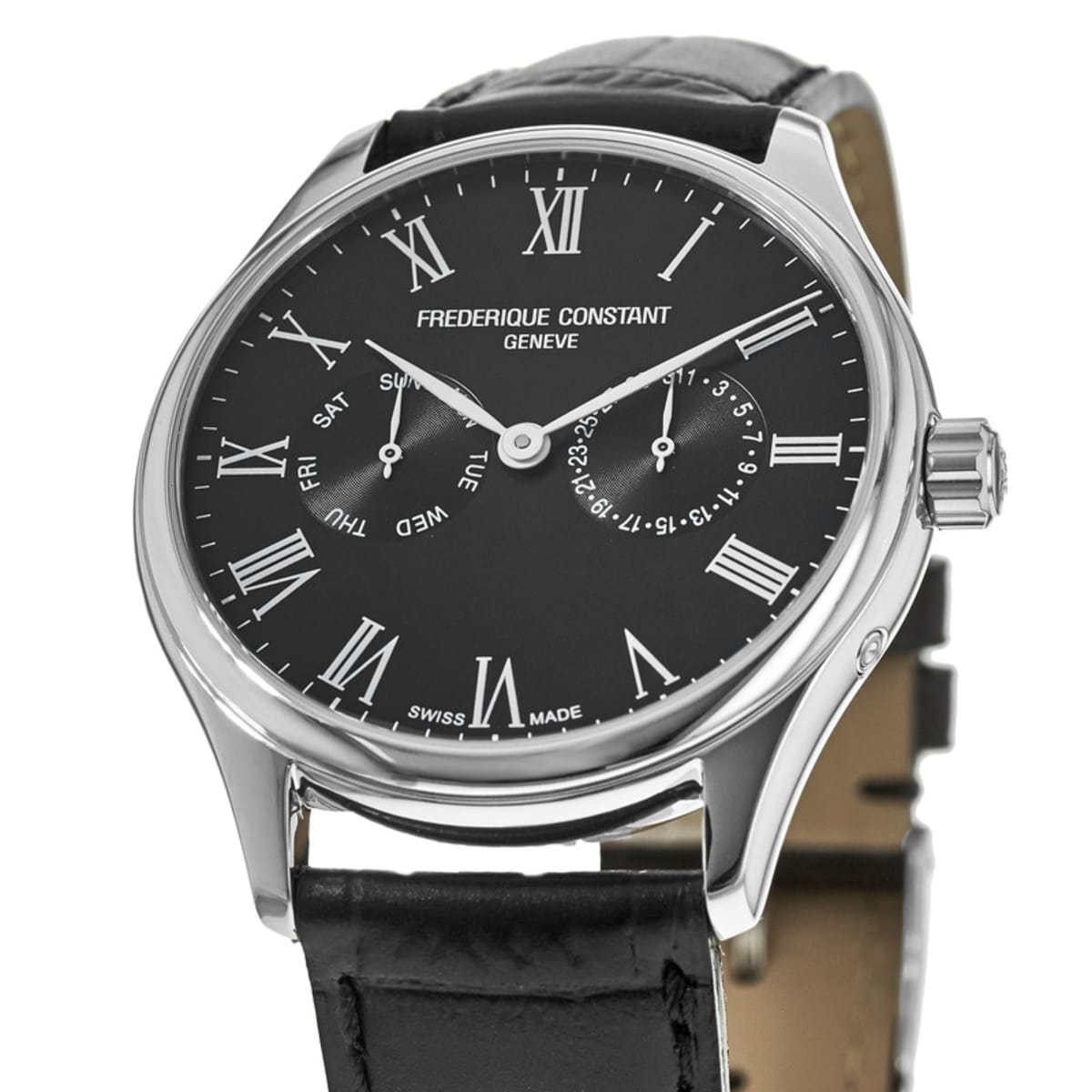 Frederique Constant Classics Black Dial Black Leather Men's Watch