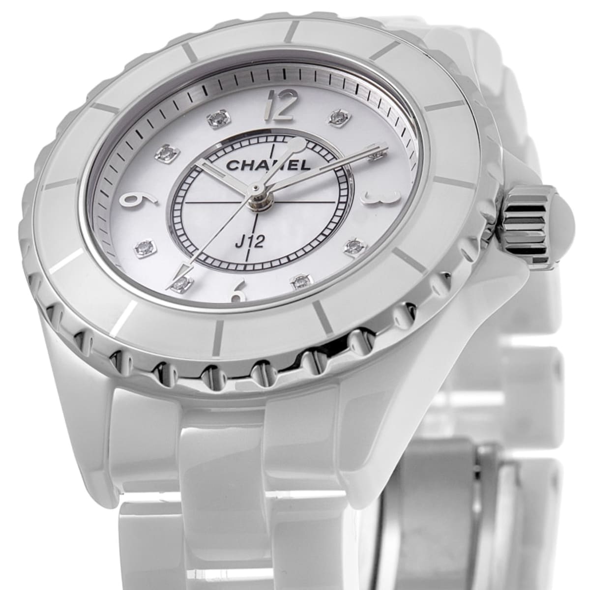 Chanel J12 Classic 33mm Diamond White Ceramic Women's Watch