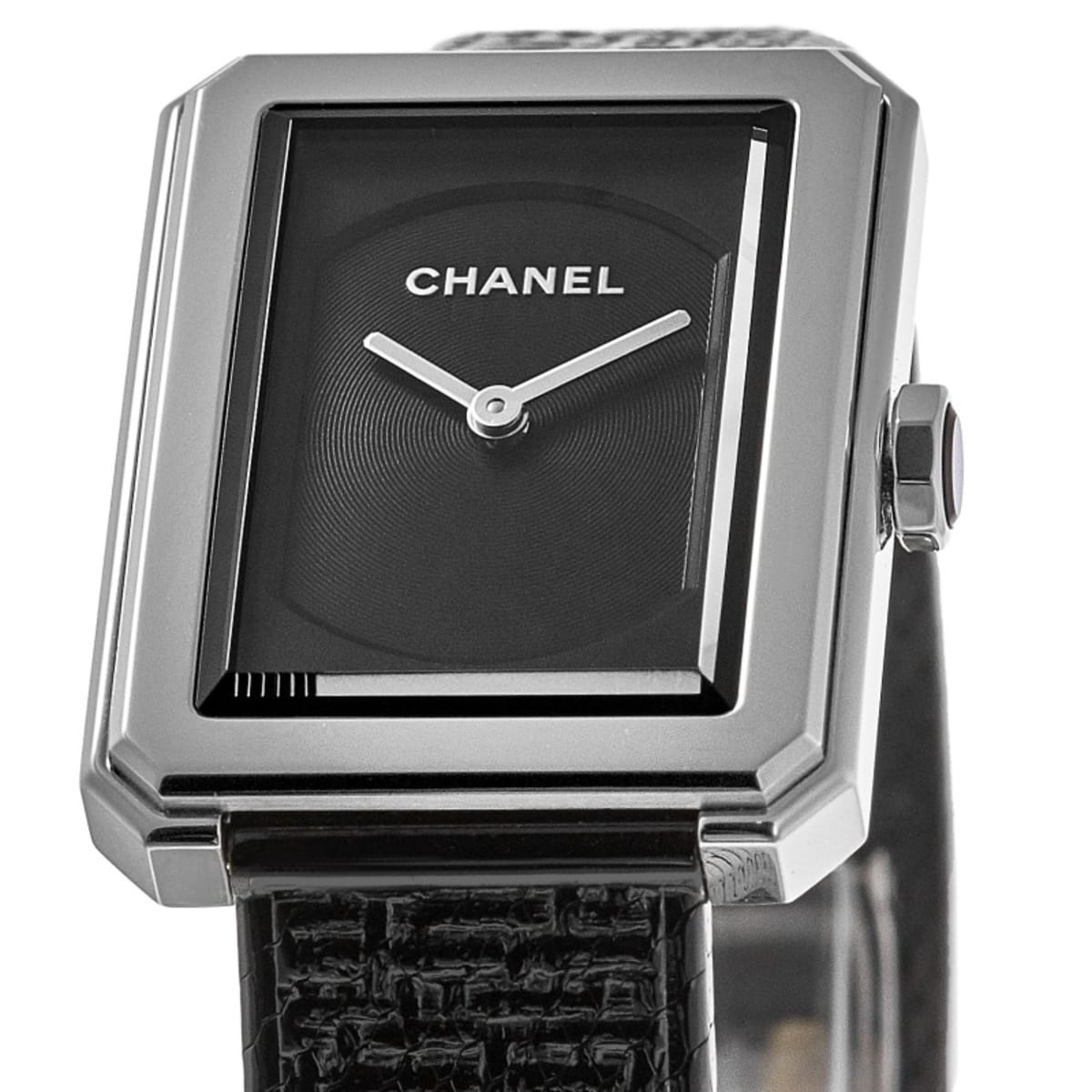 Chanel Boy-Friend Rectangle Black Dial Steel Women's Watch H5317