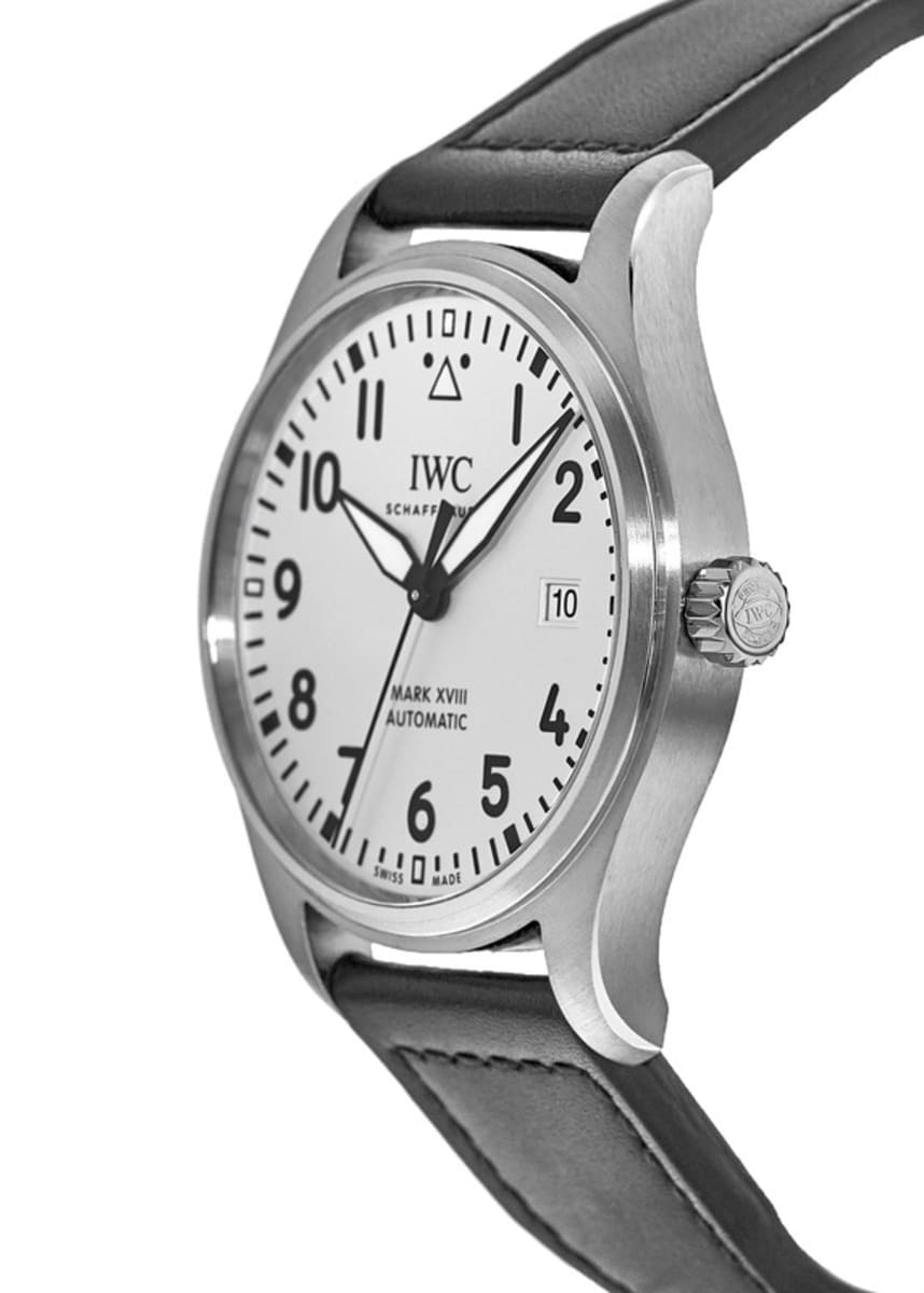 IWC Pilot's Mark XVIII Silver Dial Black Leather Strap Men's Watch IW327012