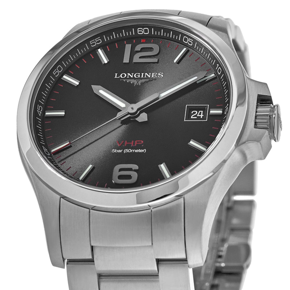 Longines Conquest V.H.P. Stainless Steel Black Dial Men's Watch  L3.726.4.56.6