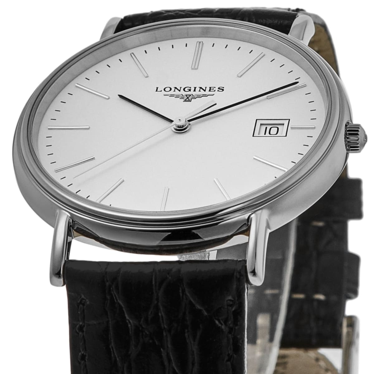 Longines Presence Quartz White Dial Leather Strap Unisex Watch L4.790.4.12.2