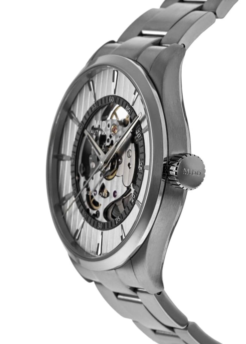 Mido Multifort Skeleton Vertigo Rhodium Dial Steel Men