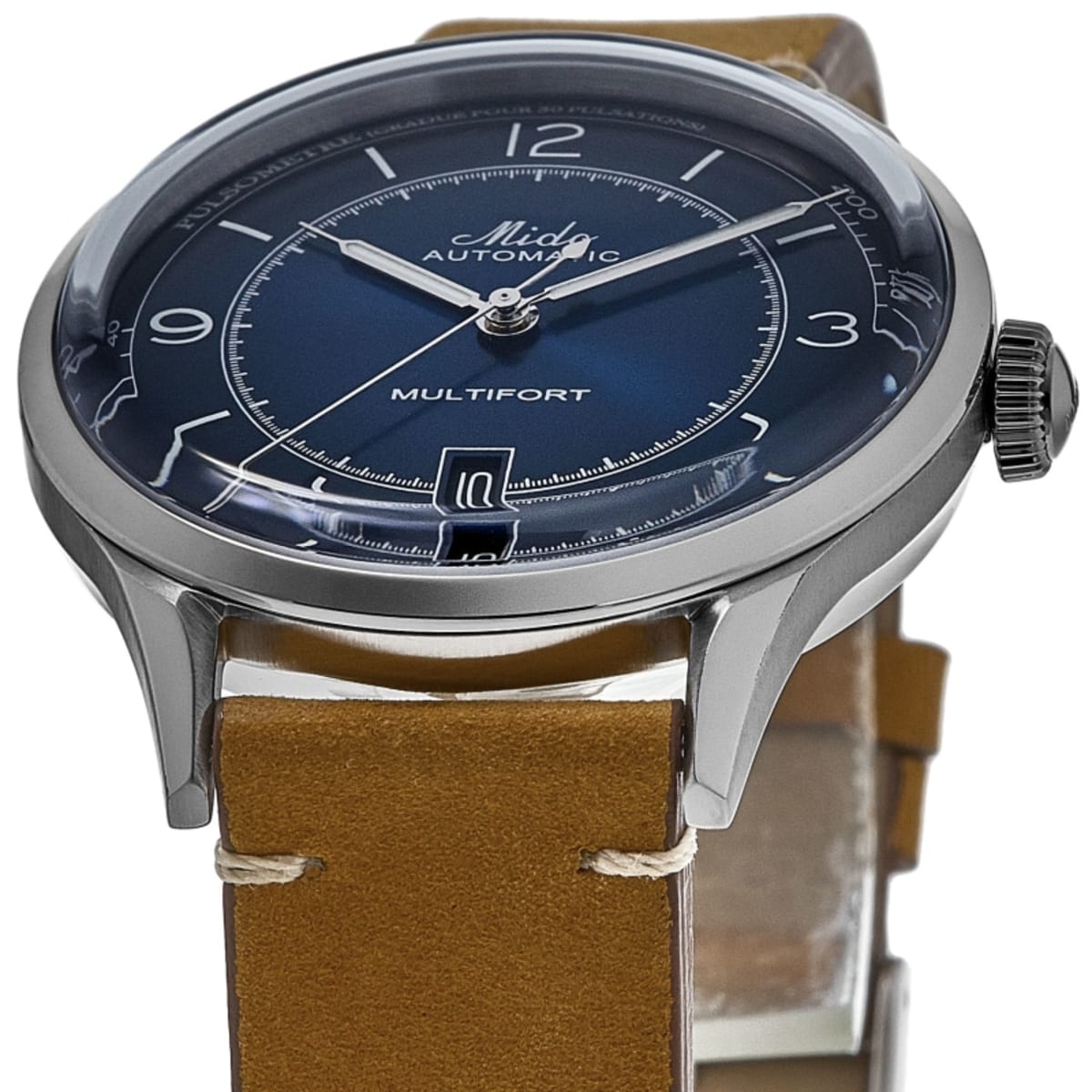 Mido Multifort Patrimony Blue Dial Leather Strap Men