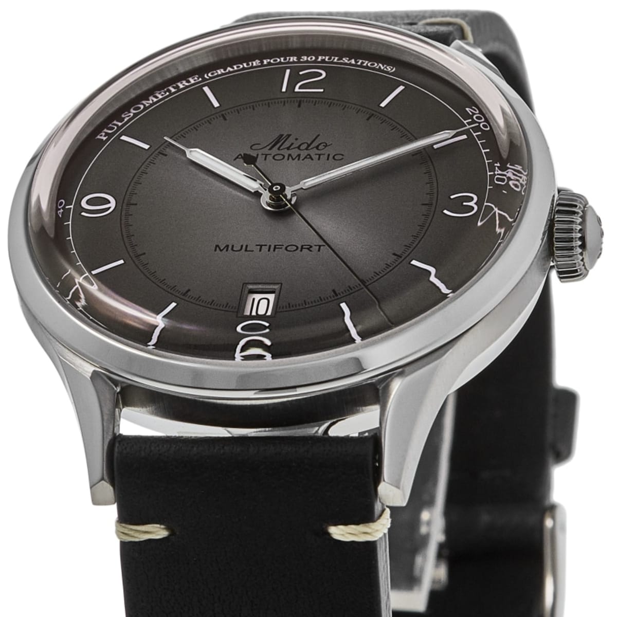 Mido Multifort Patrimony Grey Dial Leather Strap Men