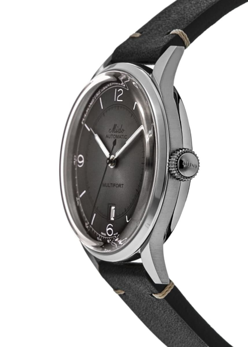 Mido Multifort Patrimony Grey Dial Leather Strap Men