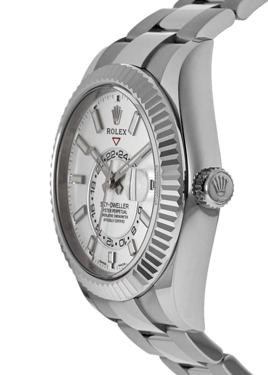 Rolex sky dweller silver deals