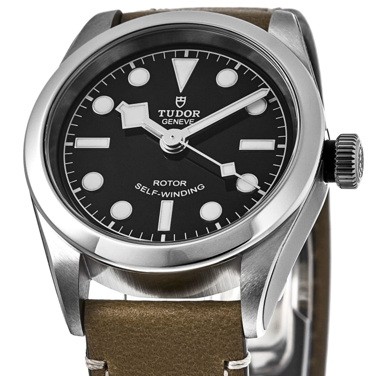 Tudor Black Bay 32 Black Dial Beige Leather Women 