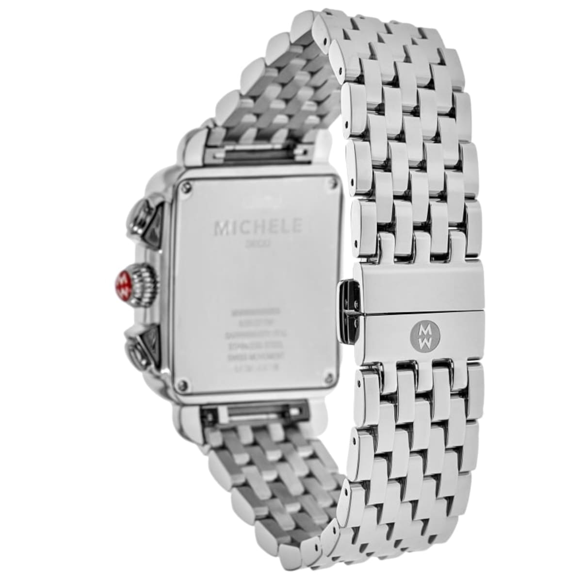 Michele Deco Purple Mother of Pearl Diamond Dial Stainless Steel 