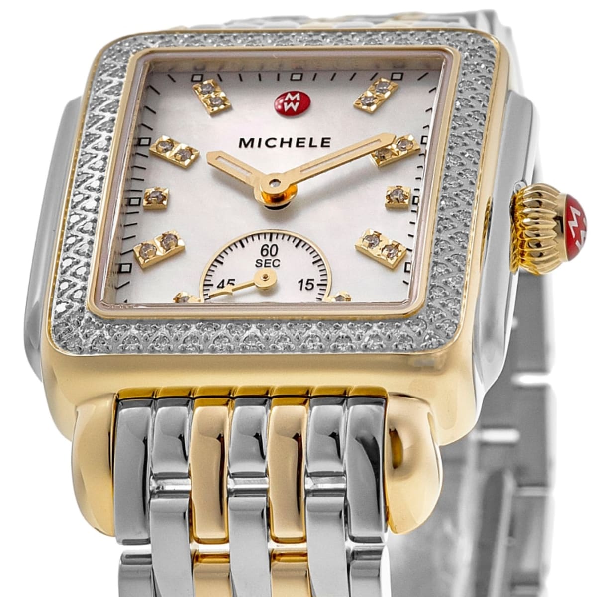 Michele Deco Mid Mother of Pearl Diamond Dial Two-Tone Steel 