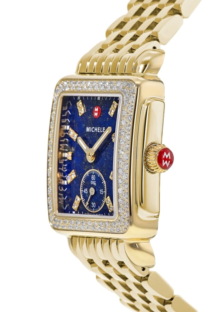 Michele Deco Diamond Blue Dial Diamond Gold tone Steel Women 