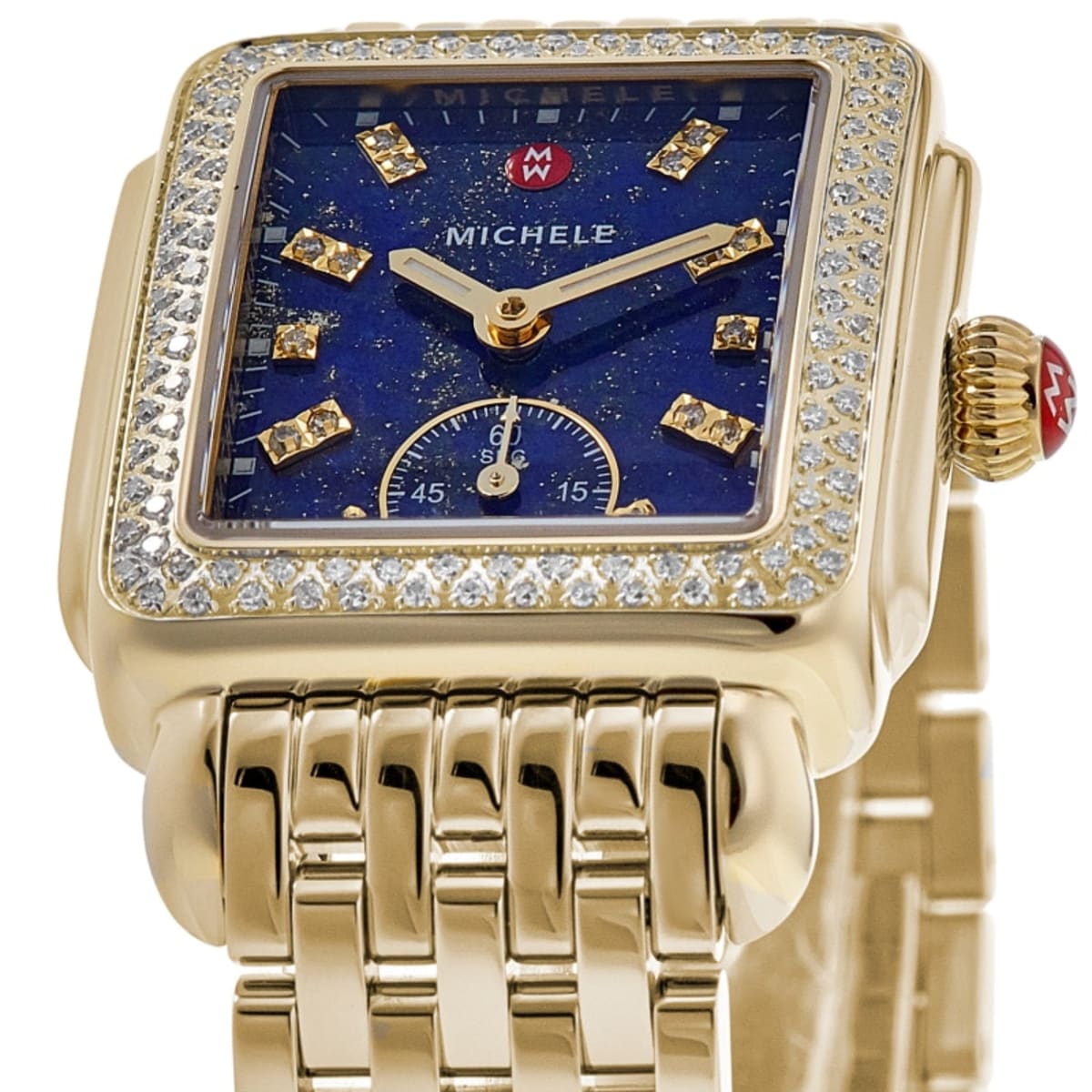 Michele Deco Diamond Blue Dial Diamond Gold tone Steel Women 