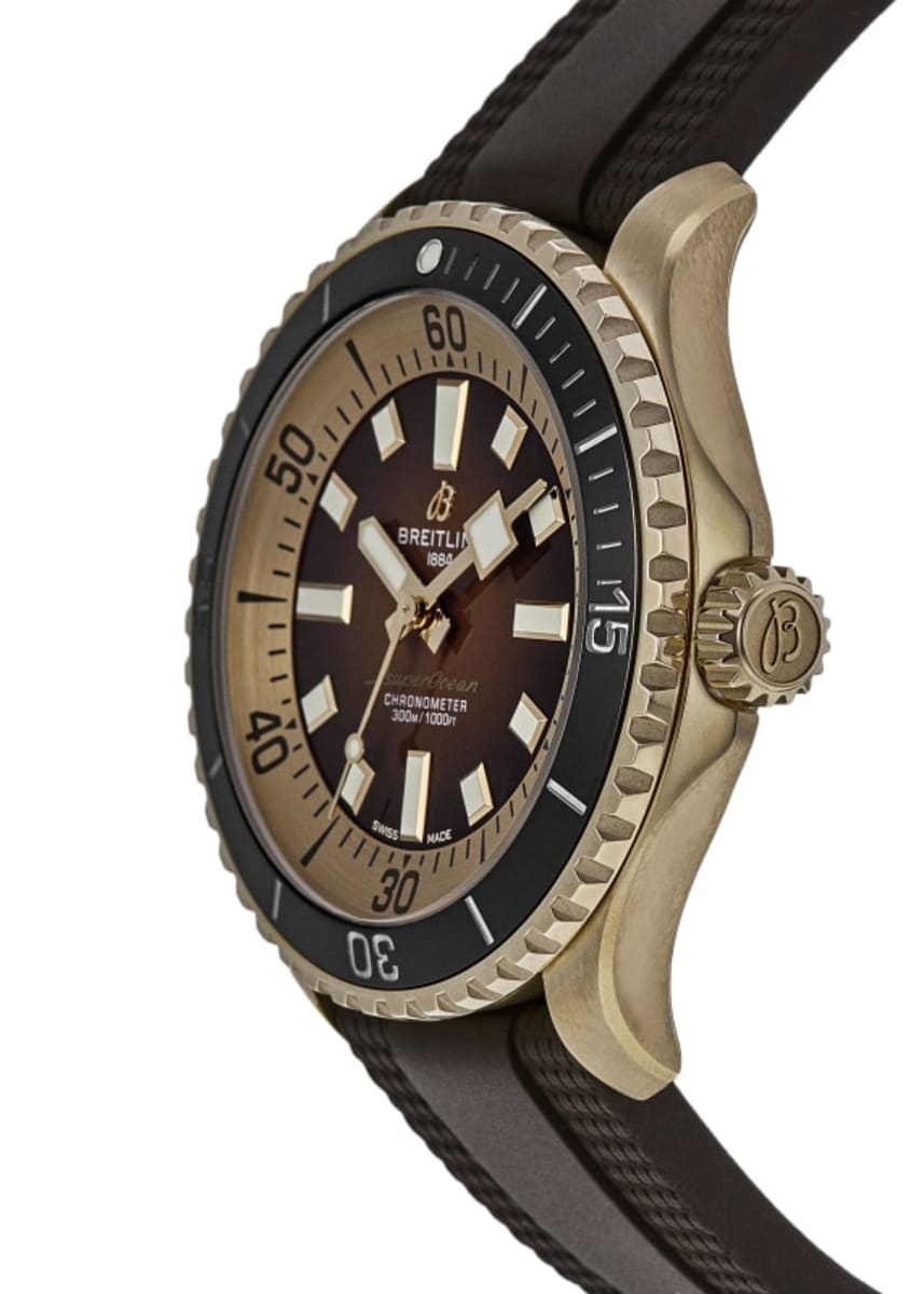 フライトＵＰ Breitling Superocean Automatic 44 Brown Dial Rubber Strap Men's