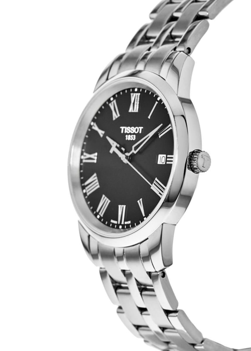 Orologio Tissot Classic Dream Uomo 38mm, Acciaio Inox E Quadrante Nero Con Numeri Romani, Movimento Svizzero Al Quarzo