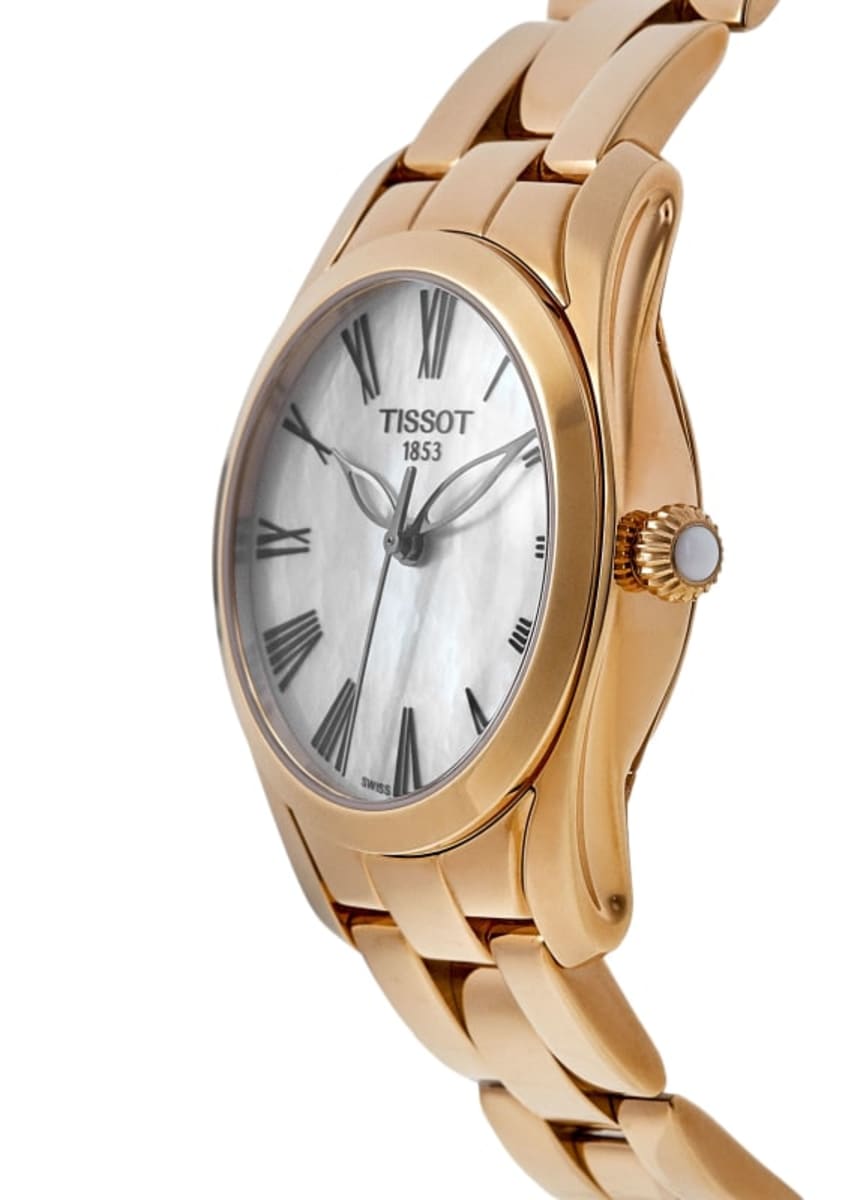 Tissot T-Wave Mother of Pearl Dial Rose Gold PVD Steel Women's