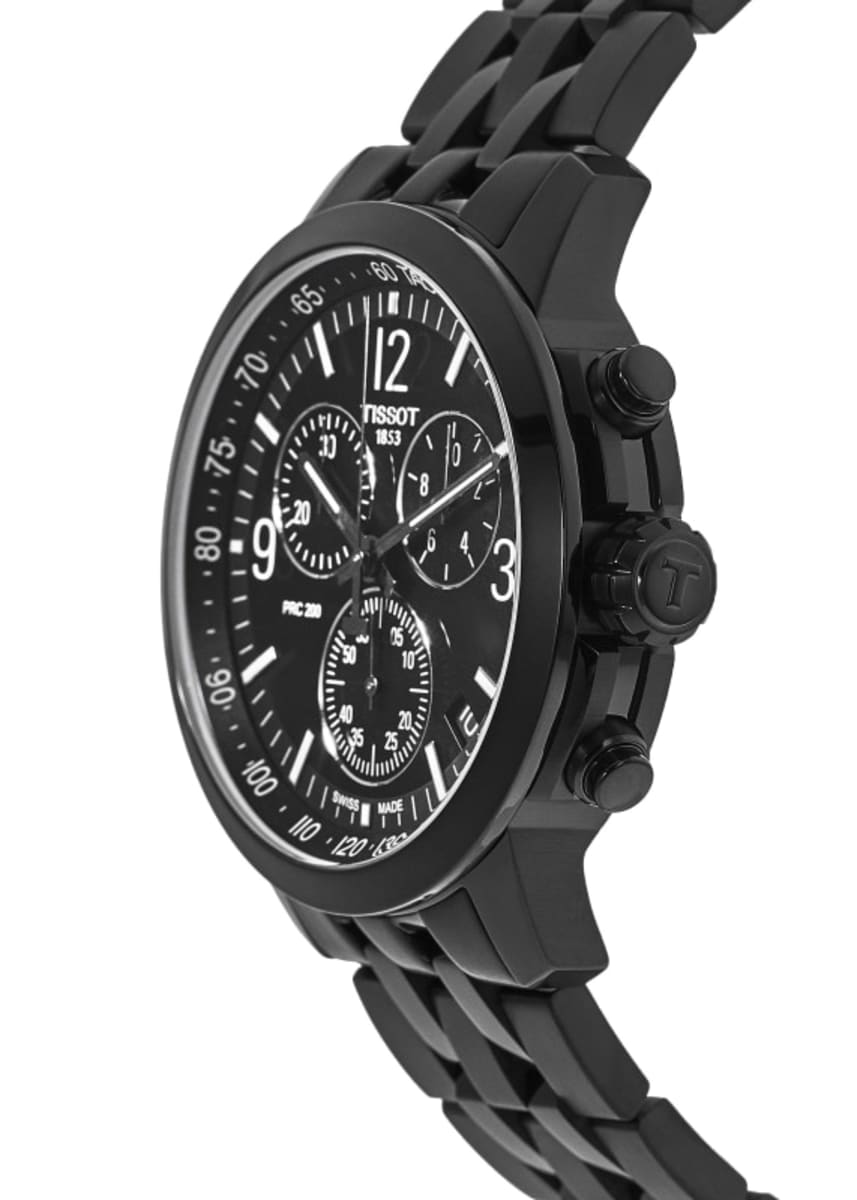 Tissot PRC 200 Quartz Chronograph Black Dial Steel Men's Watch