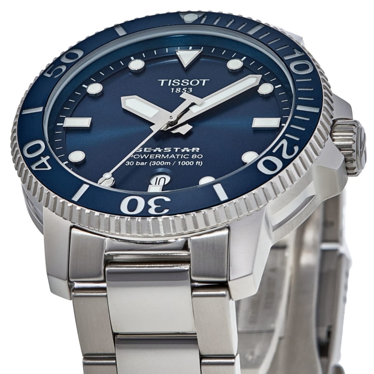 Tissot seastar 1000 automatic blue cheap dial men's watch