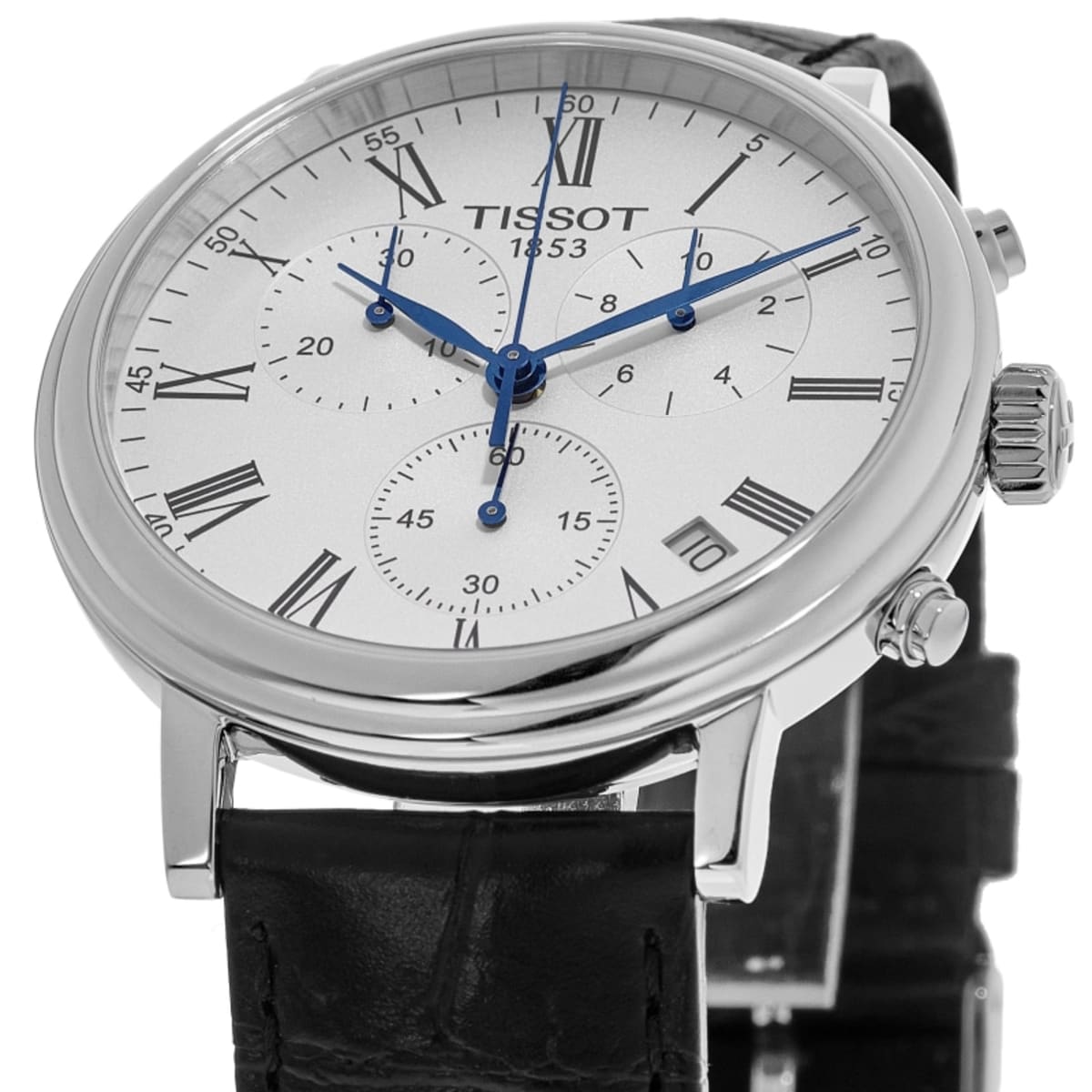 Tissot Carson Premium Silver Chronograph Dial Leather Strap Men s Watch T122.417.16.033.00