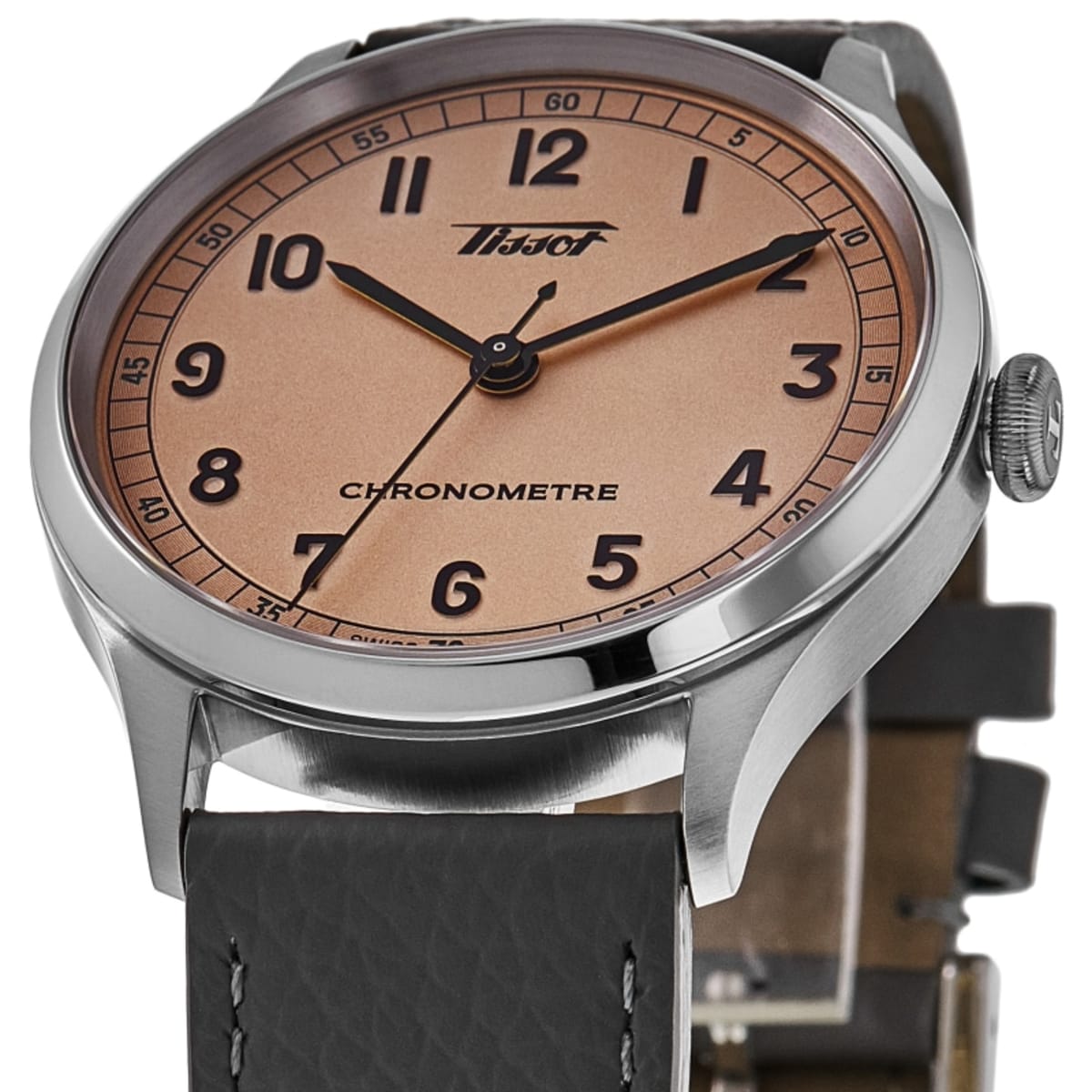 Tissot Heritage 1938 Automatic COSC Pink Dial Grey Leather Strap Men s Watch T142.464.16.332.00