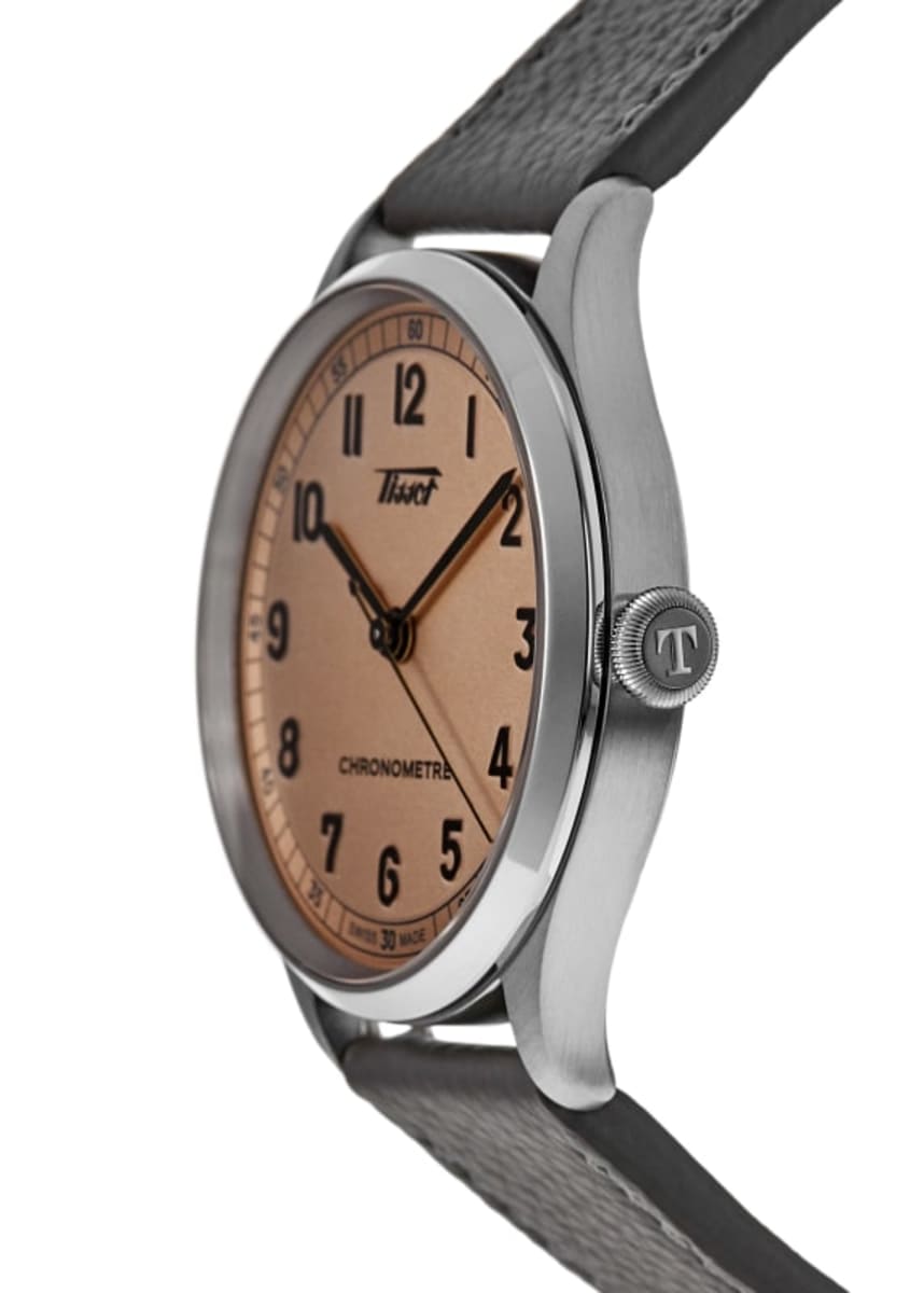Tissot Heritage 1938 Automatic COSC Pink Dial Grey Leather Strap Men s Watch T142.464.16.332.00
