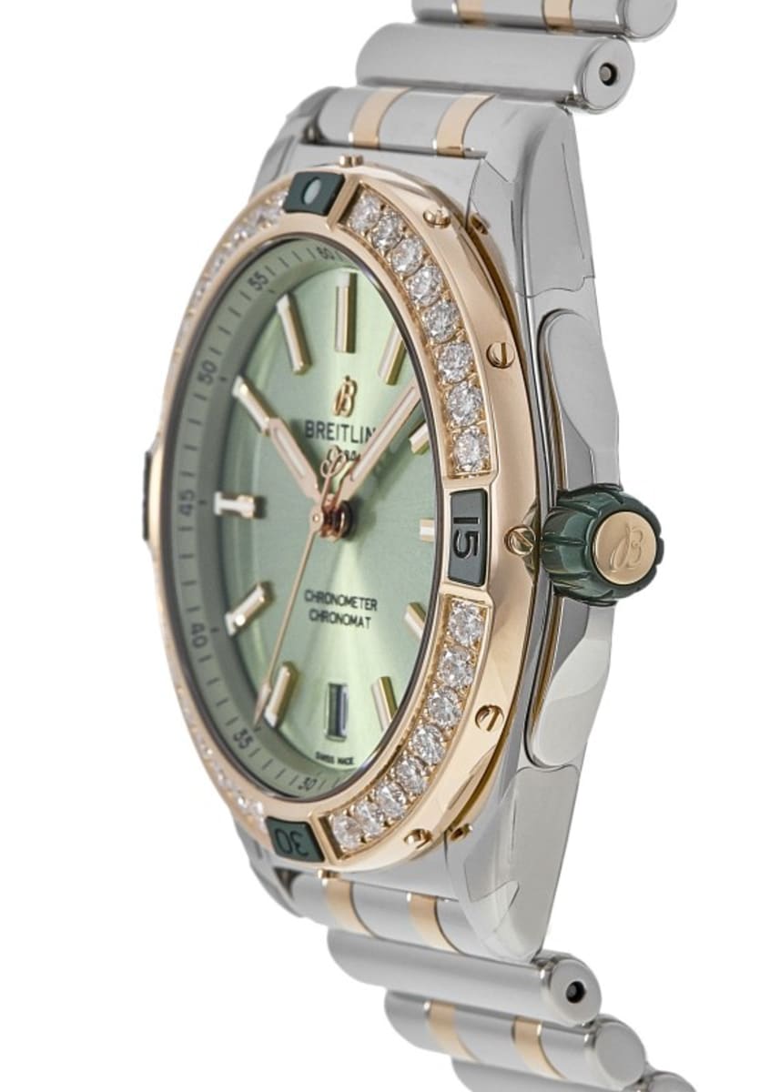 Breitling Super Chronomat Automatic 38 Diamond Green Dial Steel  