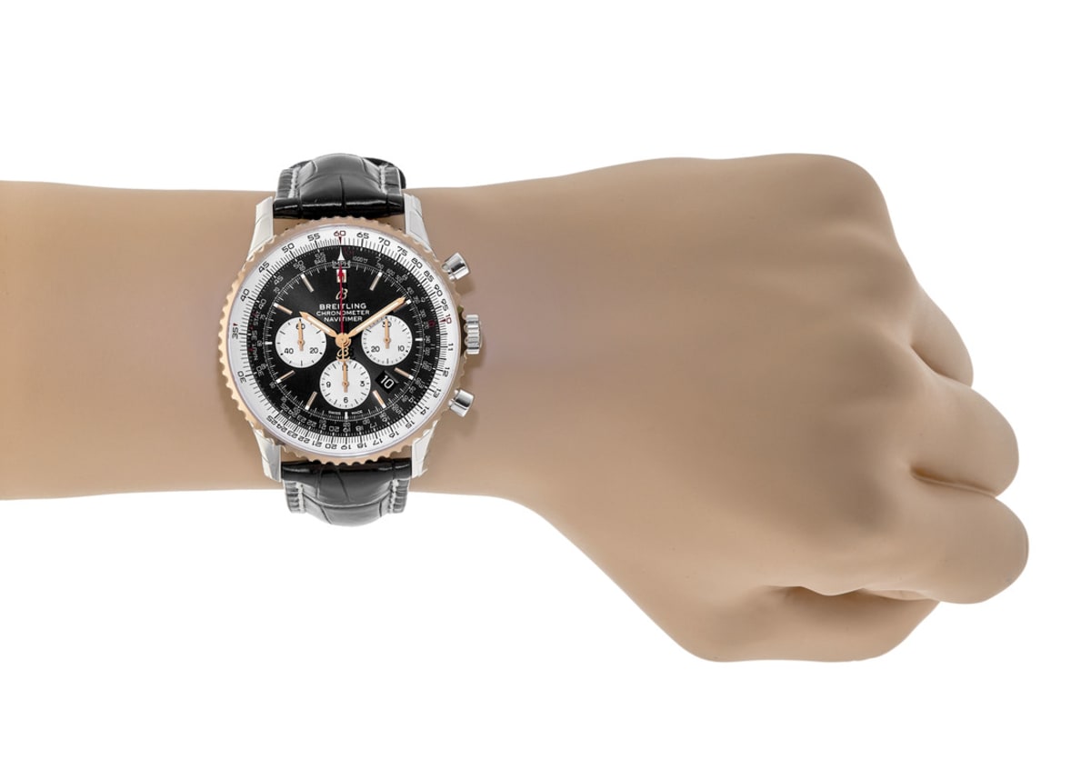 Breitling UB0127211B1P2 Navitimer B01 Chronograph 46 Stainless Steel and 18K Red Gold Black Dial 46mm