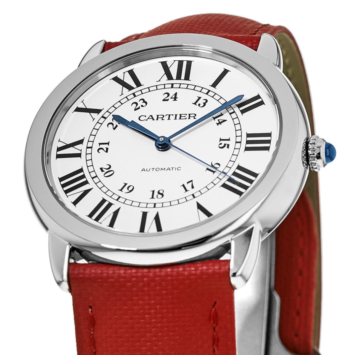 Cartier Ronde Solo Automatic Silver Dial Red Leather Women's Watch