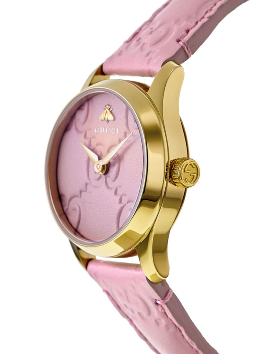 Gucci G-Timeless Pink Dial Pink Leather Strap Women's Watch YA1265005