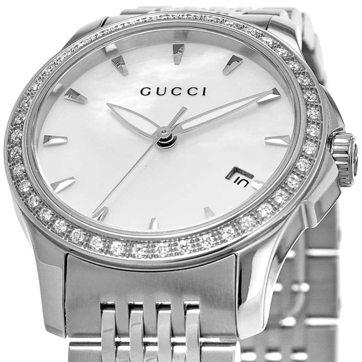 Gucci G-Timeless Mother of Pearl Dial Diamond Steel Women's Watch YA126506