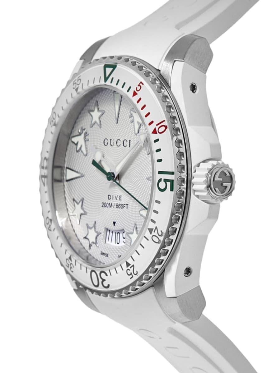 Gucci Dive Silver Dial Rubber Strap Men's Watch YA136337