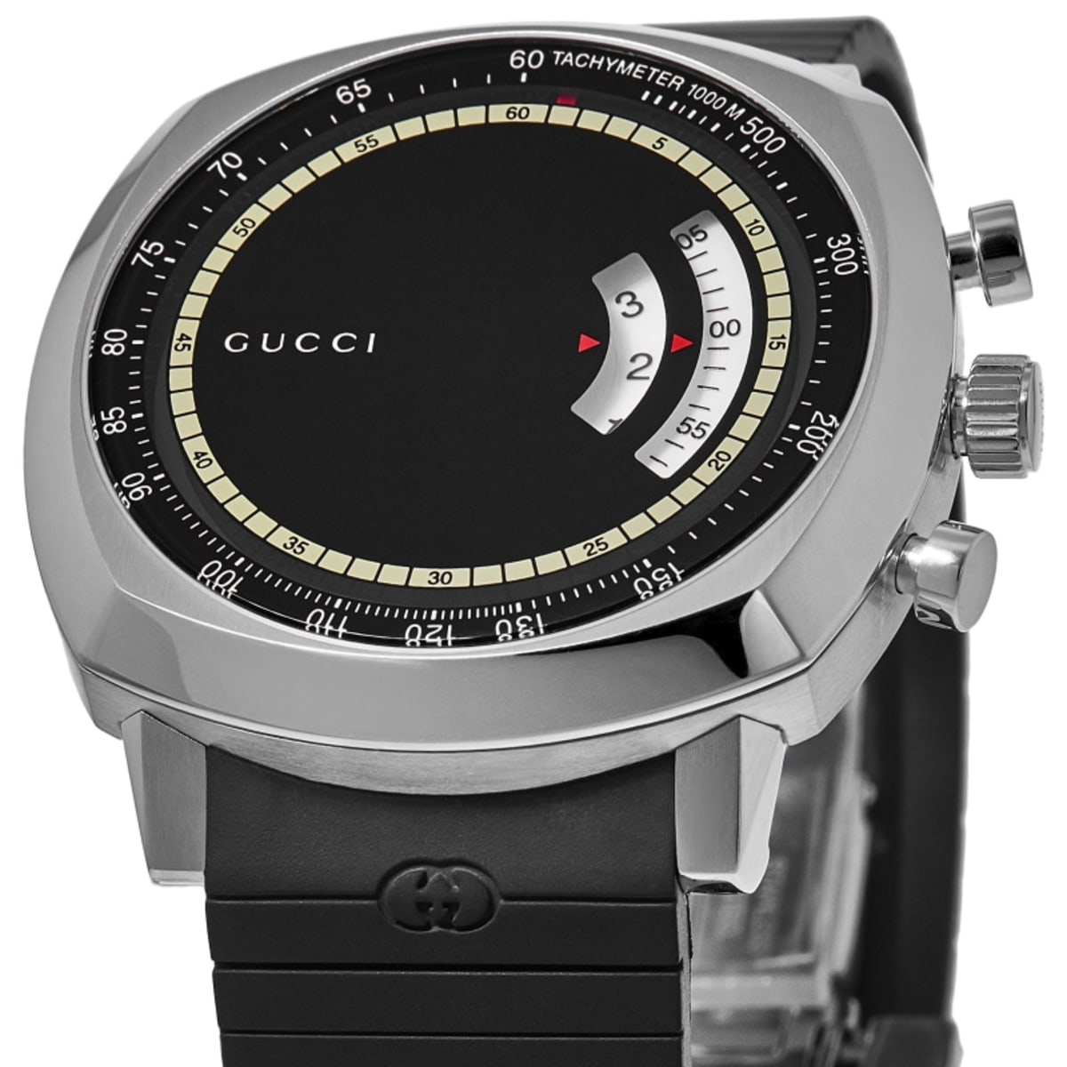 Gucci Grip Black Dial Black Rubber Strap Men s Watch YA157301