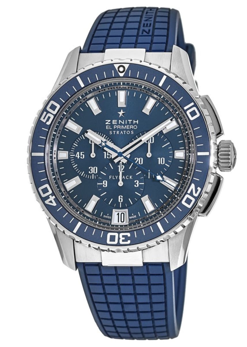 Zenith El Primero Stratos Flyback Blue Chronograph Dial Rubber