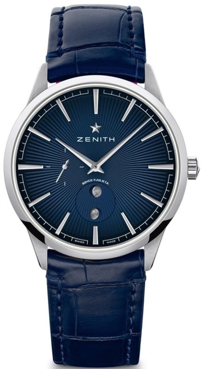 Zenith Elite Lady Moonphase Romeo Y Julieta Limited Edition Blue Dial Blue  Leather Strap Women's Watch 03.3101.692/02.C922