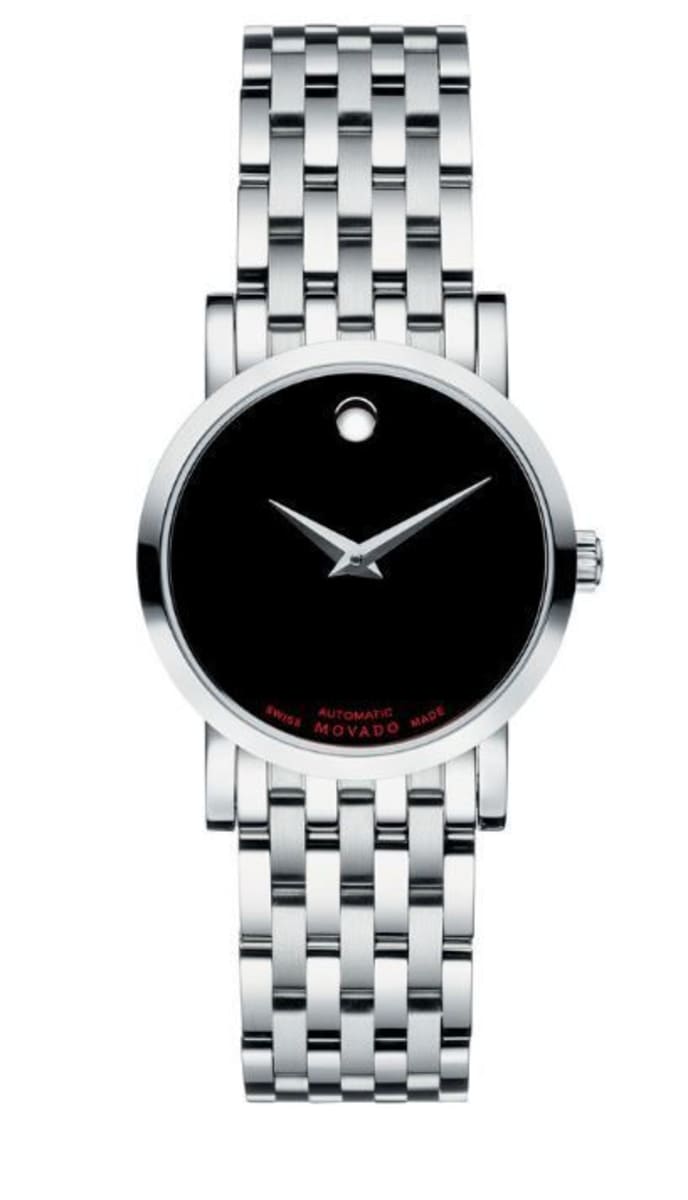 Movado Red Label Black Dial Stainless Steel Women's Watch 0606107