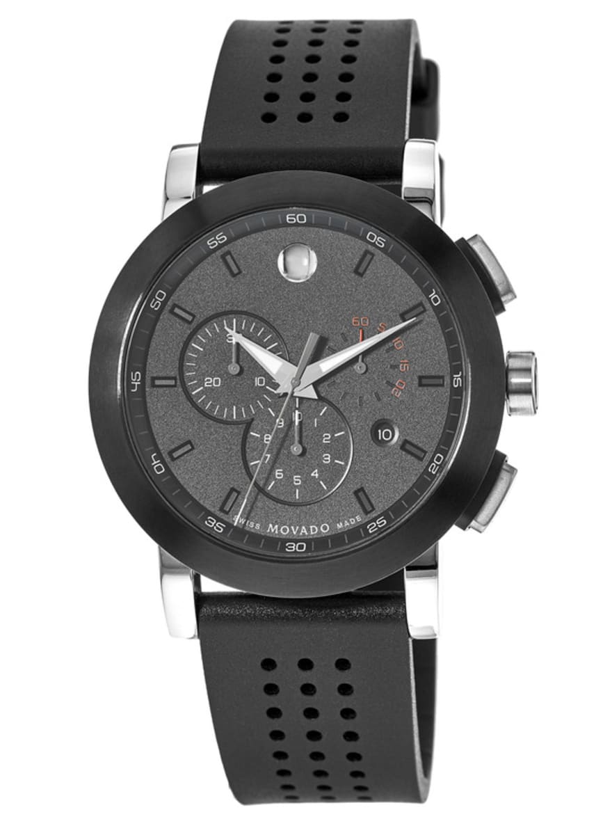 Movado Museum Sport Black Chronograph Dial Rubber Strap Men\'s Watch 0606545