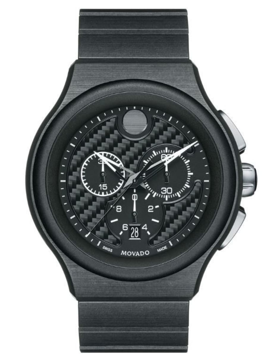 0606929 Parlee Movado DIal Carbon Fiber Black Watch Men\'s