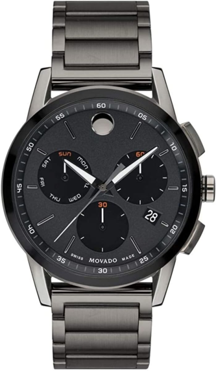 Movado Museum Watch Steel Dial Chronograph 0607291 Black Black Men\'s Sport