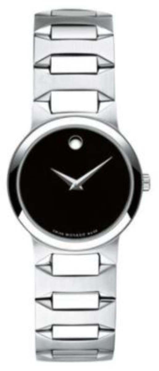 Movado Museum Classic Black Dial Silver Steel Strap Watch For Women - 0606858