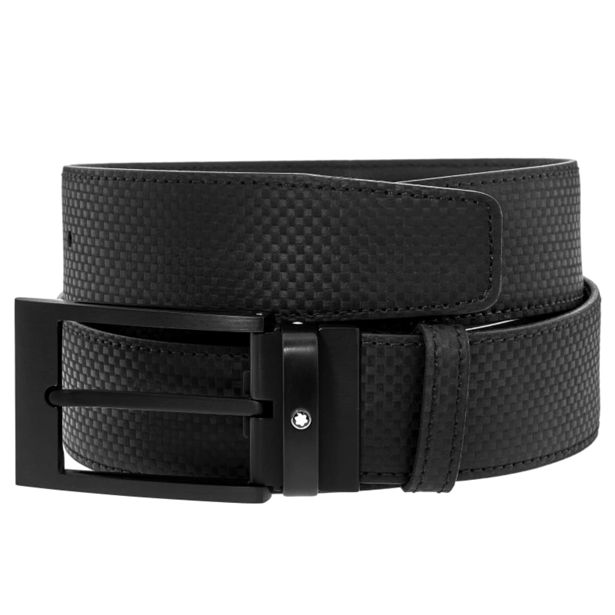 Montblanc Extreme Carbon Black Leather Belt 112939 | WatchMaxx