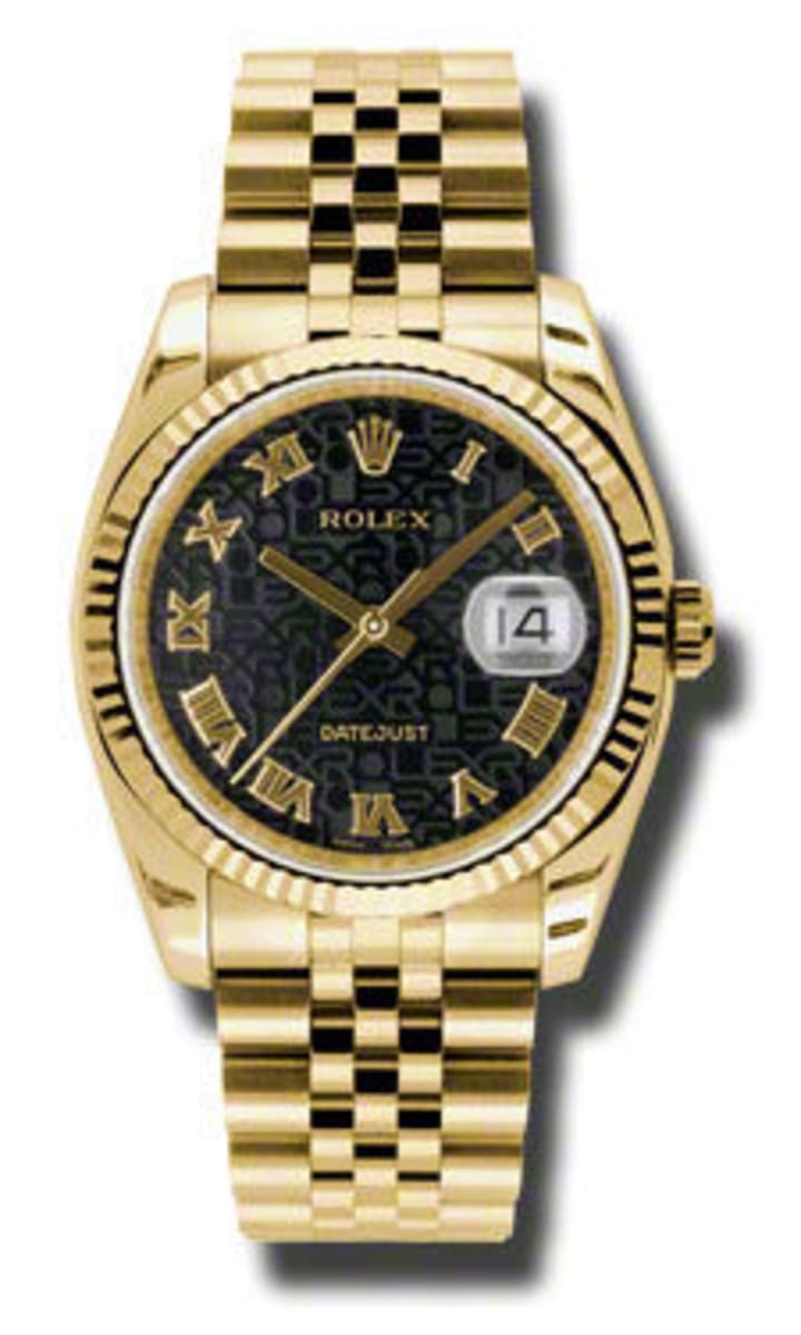 Rolex Oyster Perpetual Datejust 36 Black Dial 18K Yellow Gold Automatic  Men's Watch 116238BKJRJ