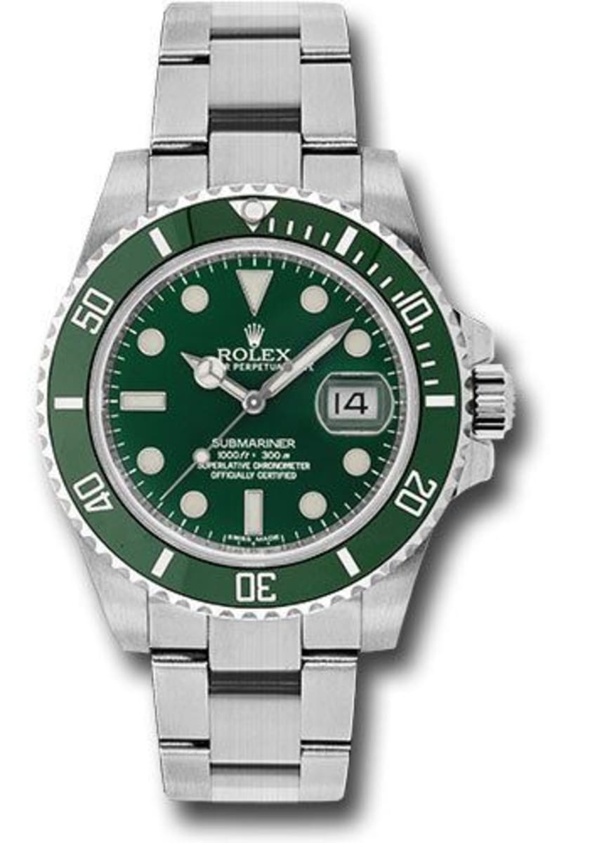 Rolex Stainless Steel Date Submariner Green Dial Green Bezel