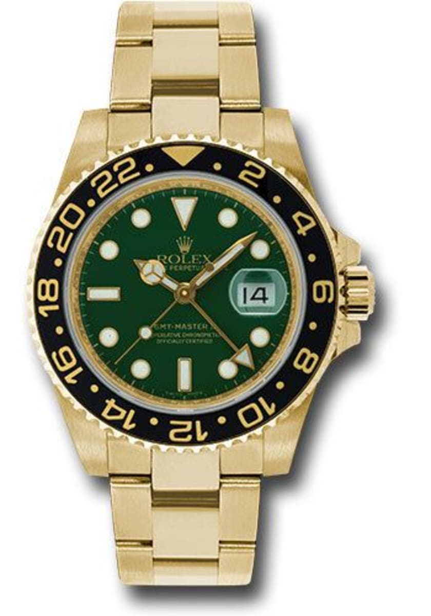 Rolex GMT-Master II 116718LN Green Anniversary Dial 18K Yellow