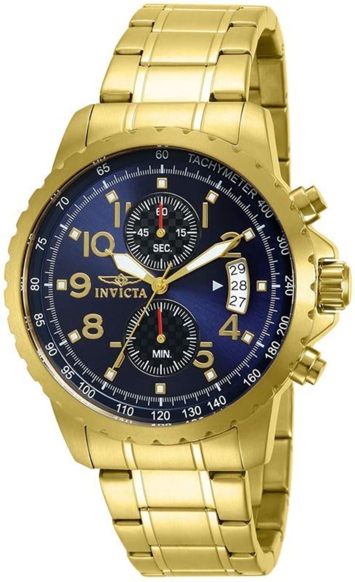 Invicta Specialty Blue Dial Gold tone Steel Strap Men's Watch 13785